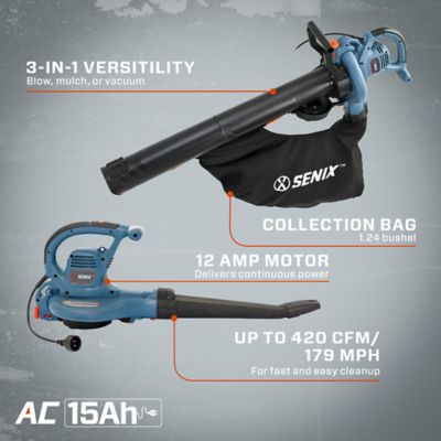 Image showing  179 MPH/420 CFM 12A Corded Handheld Leaf Blower and Vacuum