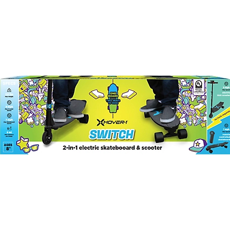 Hover-1 Kids' Switch 2-in-1 Electric Skateboard and Scooter, Black