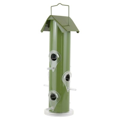 Perky-Pet 6-Port Metal Tube Wild Bird Feeder, 1 lb. Capacity, Green