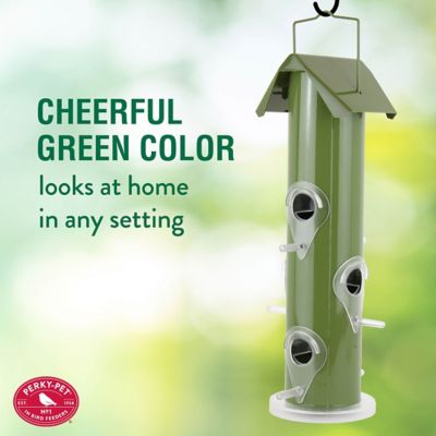 Image showing  1 lb. 6-Port Metal Tube Wild Bird Feeder, Green