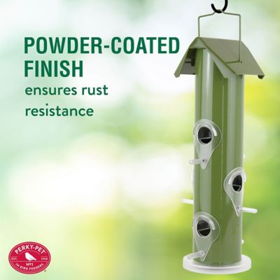 Image showing  1 lb. 6-Port Metal Tube Wild Bird Feeder, Green