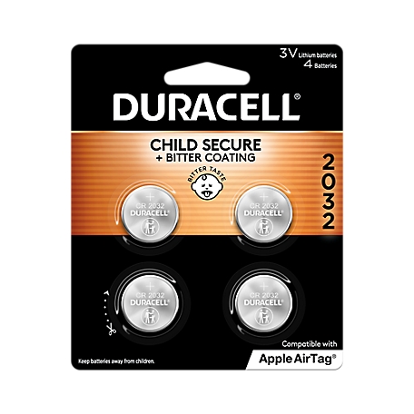 Duracell 2032 3V Lithium Coin Batteries, 4-Pack
