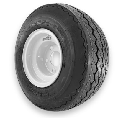 Image showing  18x8.50-8 4 Ply Sawtooth Tire and 5 on 4.5 Stamped Wheel Assembly