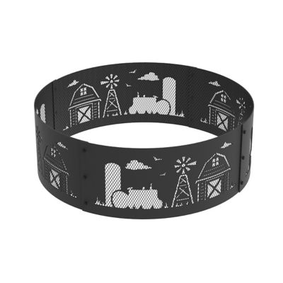 Image showing  36 in. Black Farm Decorative Steel Fire Ring, 0.8 mm