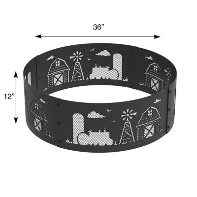 Image showing  36 in. Black Farm Decorative Steel Fire Ring, 0.8 mm