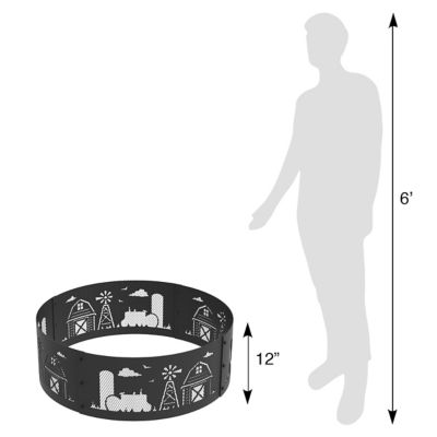Image showing  36 in. Black Farm Decorative Steel Fire Ring, 0.8 mm