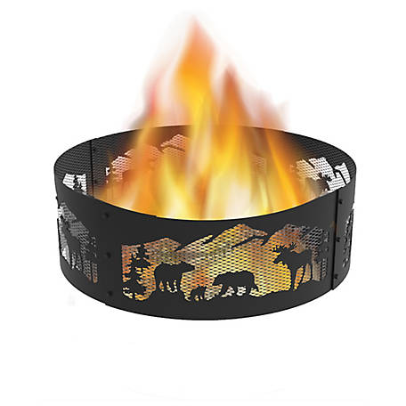 Blue Sky Outdoor 36 In Northern Woods, Decorative Metal Fire Pit Ring