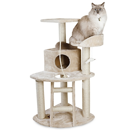 Majestic Pet 48 in. Bungalow Cat Tree with Second Story Residence, Two Perches, Rope Toy and Ladder