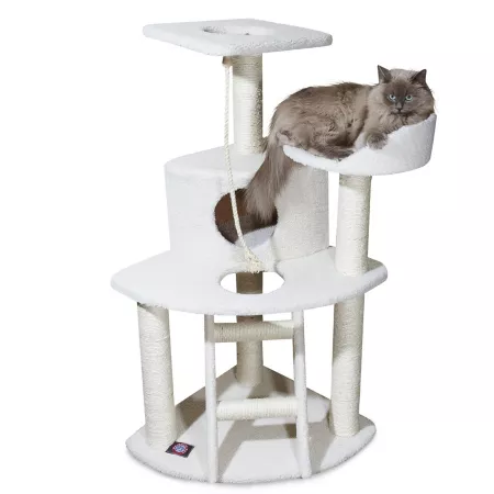 Majestic Pet 48" Bungalow Cat Tree with Second Floor Residence Two Perches Rope Toy and Ladder Cat Trees & Condos