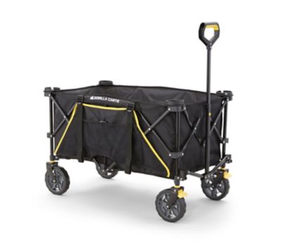 Gorilla Carts 7 cu. ft. 150 lb. Capacity Collapsible Folding Outdoor Utility Wagon with Oversized Bed, Black