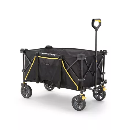 Gorilla Carts 7 cu Foldable Outdoor Utility Cart 150 lb Capacity with Oversized Bed Black Garden Carts