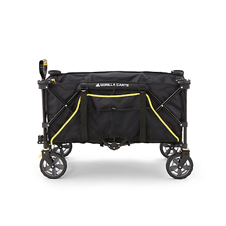 Gorilla Carts 7 Cubic Feet Collapsible Folding Outdoor Utility Wagon,  Grocery Cart on Wheels w/150 Pound Capacity, Oversized Bed, & Cup Holder,  Gray