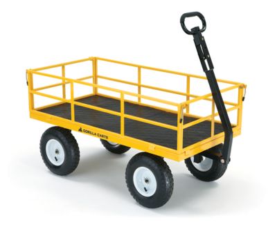Gorilla Carts 7 cu. ft. 1,200 lb. Capacity Heavy-Duty Steel Utility Cart, Yellow Heavy duty cart