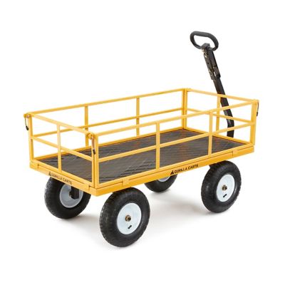 Image showing  7 cu. ft. 1,200 lb. Capacity Heavy-Duty Steel Utility Cart, Yellow