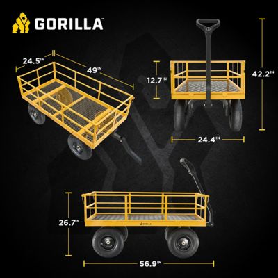 Image showing 6 th Gorilla Carts 7 cu. ft. 1,200 lb. Capacity Heavy-Duty Steel Utility Cart, Yellow
