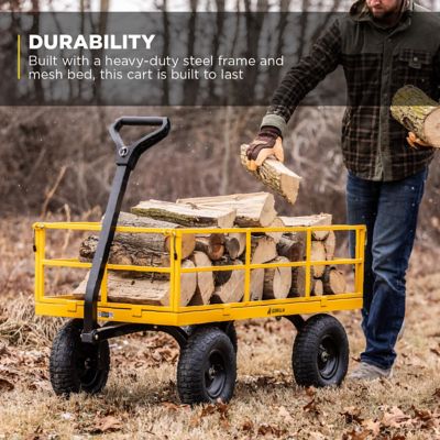 Image showing 8 th Gorilla Carts 7 cu. ft. 1,200 lb. Capacity Heavy-Duty Steel Utility Cart, Yellow
