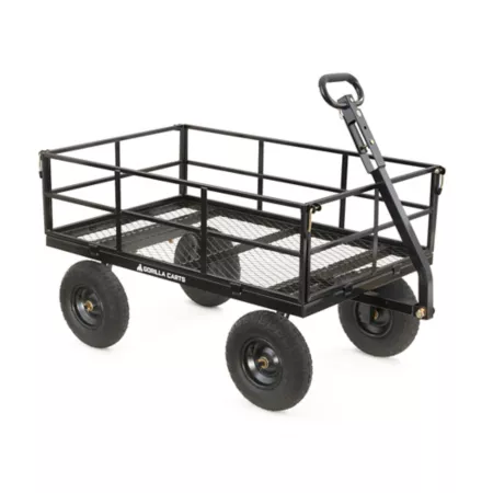 Gorilla Carts 9 cu Heavy Duty Steel Utility Cart 1 200 lb Capacity with Removable Sides and 13" Tires Black Garden Carts