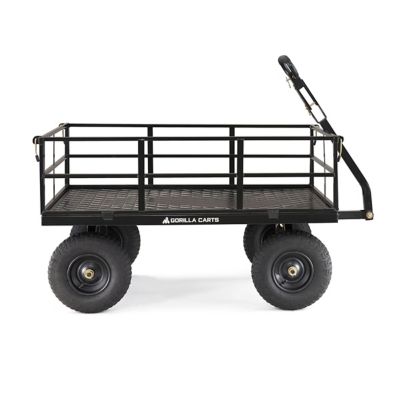 Image showing  9 cu. ft. 1,200 lb. Capacity Heavy-Duty Steel Utility Cart with Removable Sides and 13 in. Tires, Black