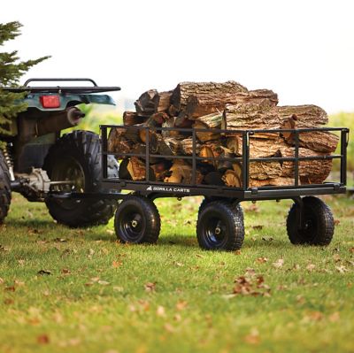 Image showing  9 cu. ft. 1,200 lb. Capacity Heavy-Duty Steel Utility Cart with Removable Sides and 13 in. Tires, Black