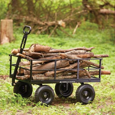 Image showing 9 th Gorilla Carts 9 cu. ft. 1,200 lb. Capacity Heavy-Duty Steel Utility Cart with Removable Sides and 13 in. Tires, Black