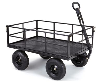 Image showing 14 th Gorilla Carts 9 cu. ft. 1,200 lb. Capacity Heavy-Duty Steel Utility Cart with Removable Sides and 13 in. Tires, Black