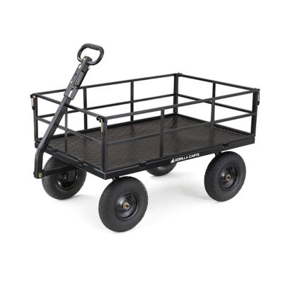 Image showing 16 th Gorilla Carts 9 cu. ft. 1,200 lb. Capacity Heavy-Duty Steel Utility Cart with Removable Sides and 13 in. Tires, Black