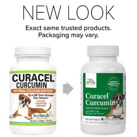 Terry Naturally Animal Health Curacel Turcumin-Optimal Cellular Support Soft Gels Supplement for Dogs 60 ct Dog Allergy & Immune System