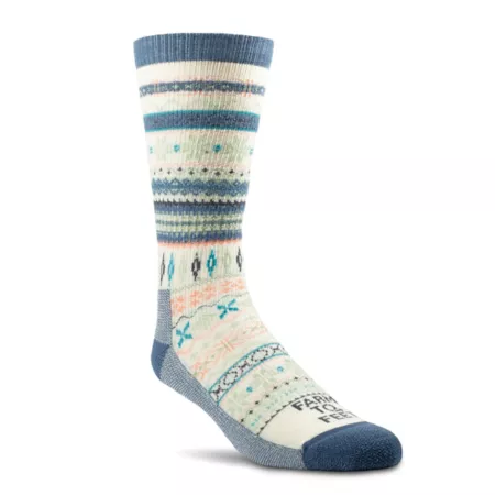 Farm To Feet Hamilton Women's Lightweight Fair Isle Crew Socks 1 Pair FF-9787-101-NAT-L Women's Crew Socks