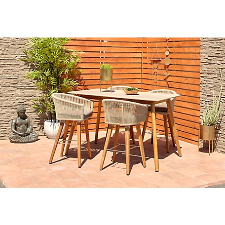 Harper & Willow Grey Wood Modern Outdoor Dining Table, 37 " x 69 " x 37 "