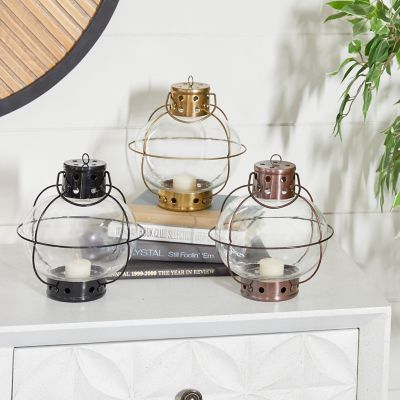Harper & Willow Set of 3 Multi-Colored Metal Rustic Lantern, 7" x 8", 28581