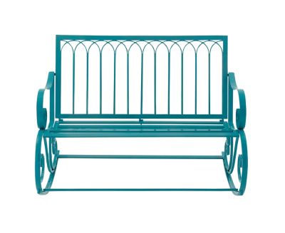 Image showing  Teal Metal Rocking Outdoor Bench 49 x 37 x 37in.