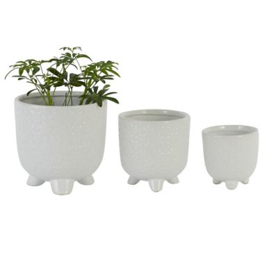 Image showing  Ceramic Round Planter Set with Legs, 4.75 in., 6.25 in., 7.75 in., 3-Pack