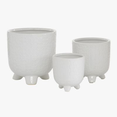 Image showing  Ceramic Round Planter Set with Legs, 4.75 in., 6.25 in., 7.75 in., 3-Pack