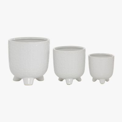 Image showing  Ceramic Round Planter Set with Legs, 4.75 in., 6.25 in., 7.75 in., 3-Pack
