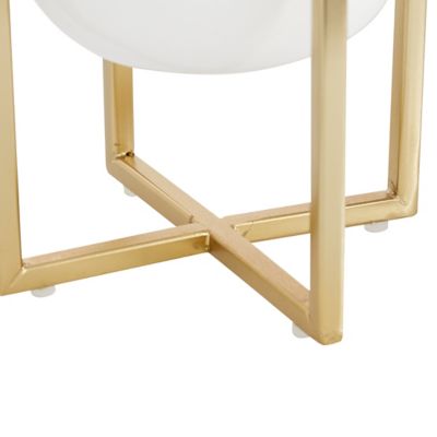 Image showing 5 th Harper & Willow White Metal Indoor Outdoor Planter with Removable Stand Set of 2 12", 10"H