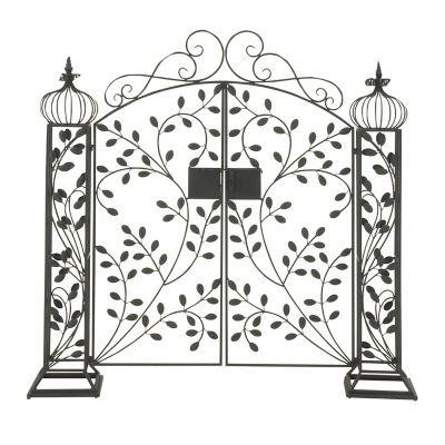 Image showing  70 in. x 65 in. Metal Traditional Garden Gate with Lock Latch, Black