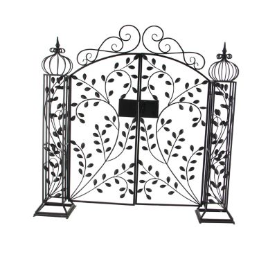 Image showing  70 in. x 65 in. Metal Traditional Garden Gate with Lock Latch, Black