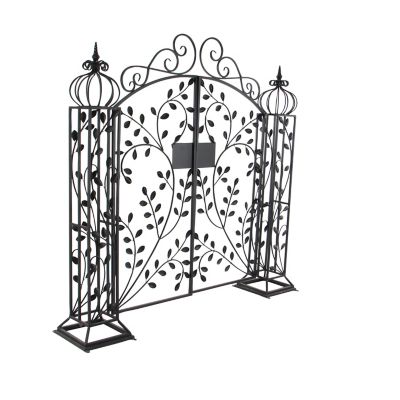 Image showing  70 in. x 65 in. Metal Traditional Garden Gate with Lock Latch, Black