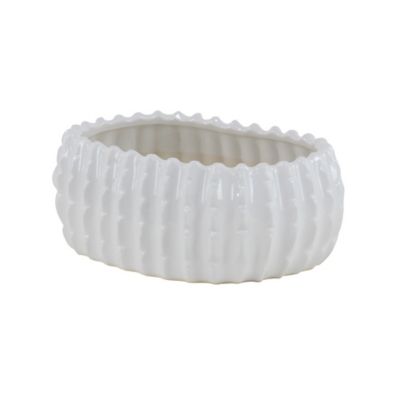 Image showing  Stoneware Rounded Modern Planter Set with Vertical Ribbing, 6 in., 5 in., 4 in., 3-Pack