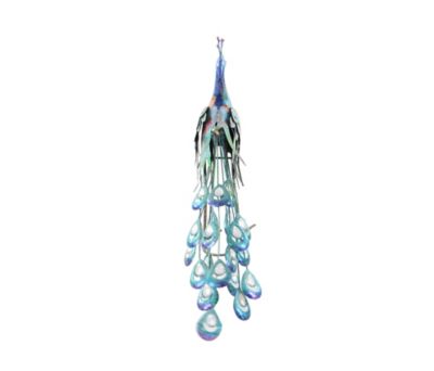 Image showing 5 th Harper & Willow Teal Metal Indoor/Outdoor Peacock Garden Sculpture with Crystal Accents, 31 in. x 7 in. x 20 in.