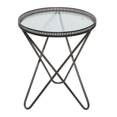 Image showing  Round Industrial Metal Accent Tables with Glass Tops, 2 pc.
