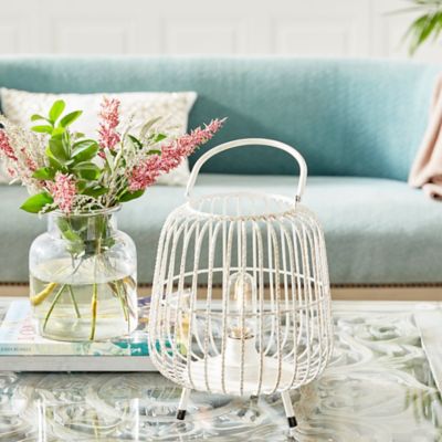 Harper & Willow White Metal Modern Candle Holder Lantern, 12
