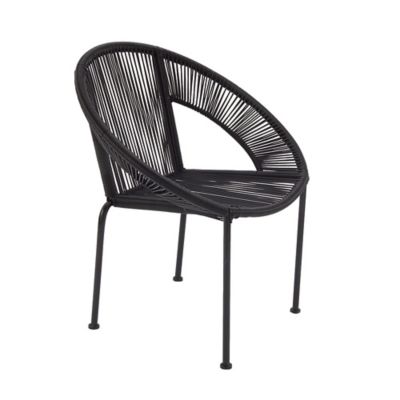 Image showing  Black Plastic Rattan Outdoor Chair 29 x 23 x 30in.