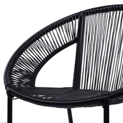 Image showing  Black Plastic Rattan Outdoor Chair 29 x 23 x 30in.