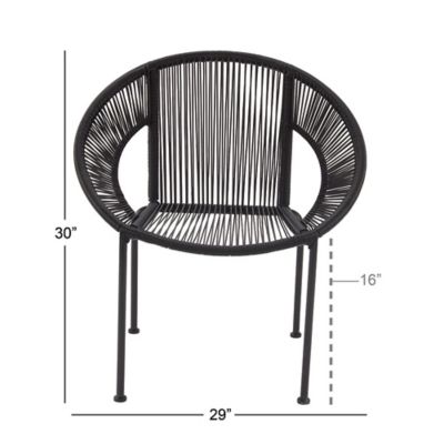Image showing 5 th Harper & Willow Black Plastic Rattan Outdoor Chair 29 x 23 x 30in.