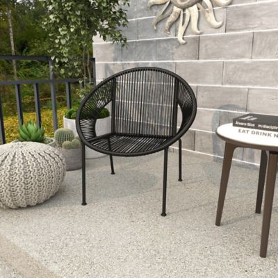 Image showing 6 th Harper & Willow Black Plastic Rattan Outdoor Chair 29 x 23 x 30in.
