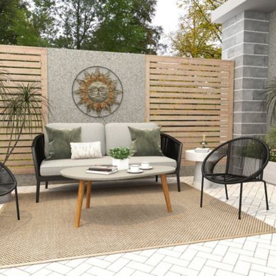 Image showing 9 th Harper & Willow Black Plastic Rattan Outdoor Chair 29 x 23 x 30in.