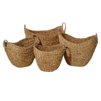 Image showing  Rattan Storage Basket Set, Towel Basket with Handles, Woven Laundry Basket, Brown, 4 pc.