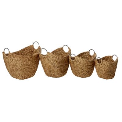 Image showing  Rattan Storage Basket Set, Towel Basket with Handles, Woven Laundry Basket, Brown, 4 pc.