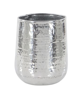 Image showing  Silver Aluminum Indoor Outdoor Planter with Hammered Design Set of 3 21", 16", 13"H